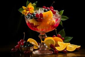 Vibrant Eco fruit cocktail. Generate Ai photo