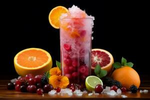 Invigorating Fruit frizzle juice. Generate Ai photo