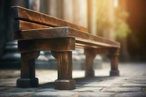 Bench wooden medieval street. Generate Ai photo