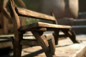 Bench wooden old medieval. Generate Ai photo