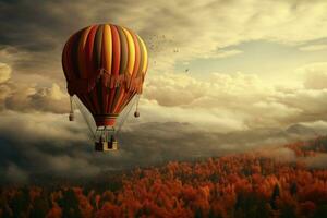 Graceful air balloon fly. Generate Ai photo