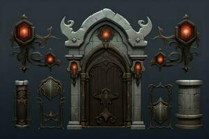 Vampire gate game asset stones. Generate Ai photo