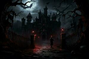 Vampire gate castle. Generate Ai photo