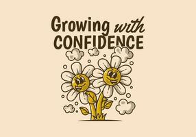 Growing with confidence. Mascot character illustration of a flowers with happy face vector