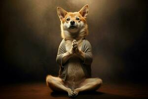 Entertaining Funny yoga dog. Generate Ai photo