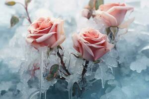 Frozen ice flowers. Generate Ai photo