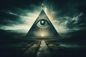 Pyramid eye esoteric. Generate Ai photo