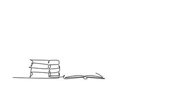 Self drawing animation of open book., Stock Video