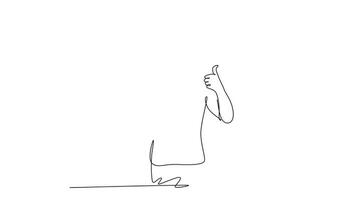 auto desenhando animação do solteiro linha desenhar feliz campo projeto Gerente vestindo fone de ouvido e carregando prancheta enquanto trabalhando. campo Gerente trabalhos vida conceito. contínuo linha empate. cheio comprimento animado video