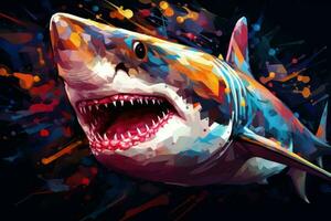 Whimsical abstract colorful 3d shark. Generate Ai photo