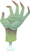 Halloween zombie hand. Element in cartoon style. Illustration isolated on transparent background. png