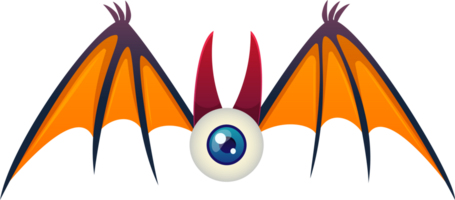 effrayant chauve souris gros œil. Halloween personnage monstre. dessin animé style. illustration isolé sur transparent Contexte. png