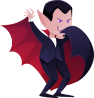 bello vampiro cartone animato personaggio nel mantello. contento Halloween. cartone animato illustrazione isolato su trasparente sfondo. png