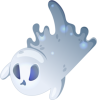 Cute ghost that flies above the ground for Halloween. Cartoon style. Illustration isolated on transparent background. png