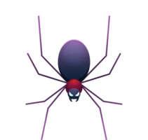 Black scary big spider on the web. Colorful illustration in cartoon style. png