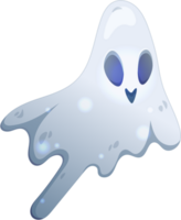 Cute ghost that flies above the ground for Halloween. Cartoon style. Illustration isolated on transparent background. png