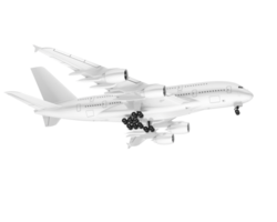 White aircraft isolated on transparent background. 3d rendering - illustration png