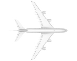 White aircraft isolated on transparent background. 3d rendering - illustration png