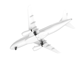 White aircraft isolated on transparent background. 3d rendering - illustration png