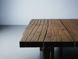 Wooden table and blur tropical Green color background, product display montage. High quality photo 8k FHD AI generated