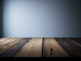 Wooden table and blur tropical Green color background, product display montage. High quality photo 8k FHD AI generated