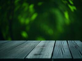 Wooden table and blur tropical white background, product display montage. High quality photo 8k FHD AI generated