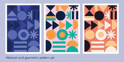 Abstract illustration of multicolored geometric patterns. Art for fabrics, cards, wallpaper, gift paper, decoration, printed models, etc. vector