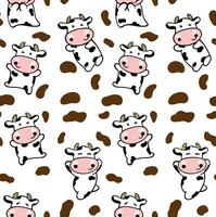 Vector art of pattern with cows in childish style. Design for fabrics, wallpaper, gift paper, decoration, etc.