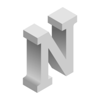 Letter N 3d Isometric Logo Icon png with transparent background