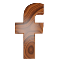 3d Facebook 3d render ícone com madeira textura png