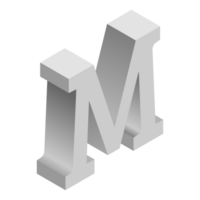 carta m 3d isométrico logotipo ícone png com transparente fundo