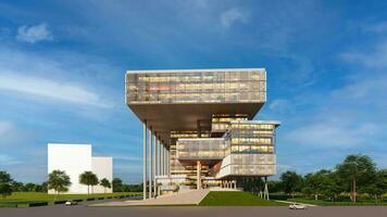 Urban Marvel Embracing the Commercial Space Building Exterior Design of the Company Headquarters 3D rendering photo