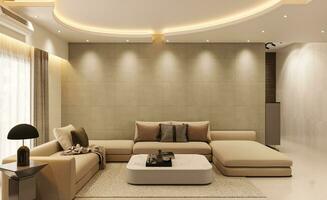 Modern Entertainment Centers Incorporating High-Tech Features in Your Living Room 3D rendering photo