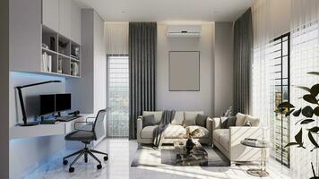 de moda piso elegir el mejor opción para tu vivo habitación 3d representación foto