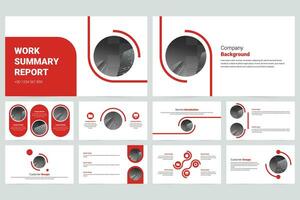 Red Simple business work report slide presentation template vector