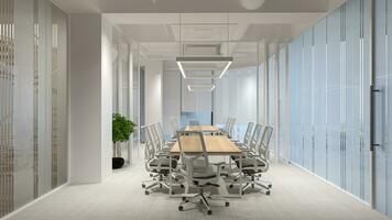 Meeting room interior design Office Desk and Chair Ideas for a Modern Workspace 3D rendering photo