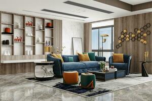 10 Stunning Living Room Interior Design Ideas for a Modern Home 3D rendering photo