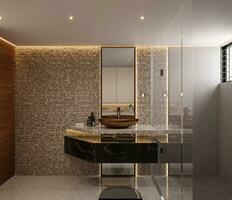 A Modern Twist on Luxury Washroom Interior Design 3D rendering photo