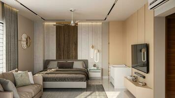 contemporáneo y lujoso el último dormitorio interior diseño ideas 3d representación foto