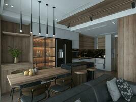 Creating a Luxurious and Contemporary Kitchen That's Timeless 3D rendering photo