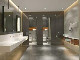 Reflecting Style Incorporating Mirrors into Your Bathroom Design 3D rendering photo