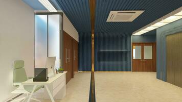 Clean and Sleek Contemporary Interior Design for the Office Lobby 3D rendering photo