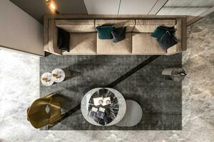 creando un lujo y elegante vivo habitación diseño 3d representación foto