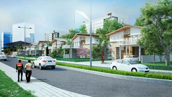 From Street to Sanctuary Captivating Exterior Designs in Modern Residential Environments 3D rendering photo
