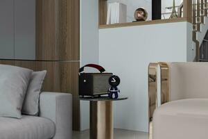 19's Radio interior on the Console table in a living room 3D rendering photo