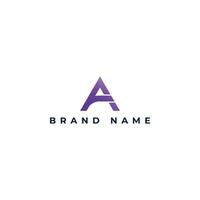 Initial Letter A Logo. Purple Blue Gradient Geometric Triangle Arrow Shape isolated on a white Background. Usable for Business and Technology Logos. Flat Vector Logo Design Template Element