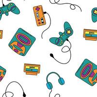 Seamless pattern Retro computer games. Nostalgia of the 90s. Design for fabric, textiles, wallpaper, packaging. vector