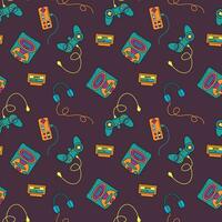 Seamless pattern Retro computer games. Nostalgia of the 90s. Design for fabric, textiles, wallpaper, packaging. vector