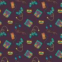 Seamless pattern Retro computer games. Nostalgia of the 90s. Design for fabric, textiles, wallpaper, packaging. vector