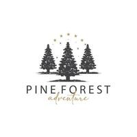 Forest Logo, Vector Forest Wood With Pine Trees, Design Inspirational Badge Label Illustration